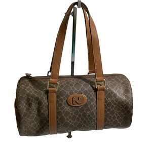 Nina Ricci Vintage Brown Boston Leather Satchel Bag